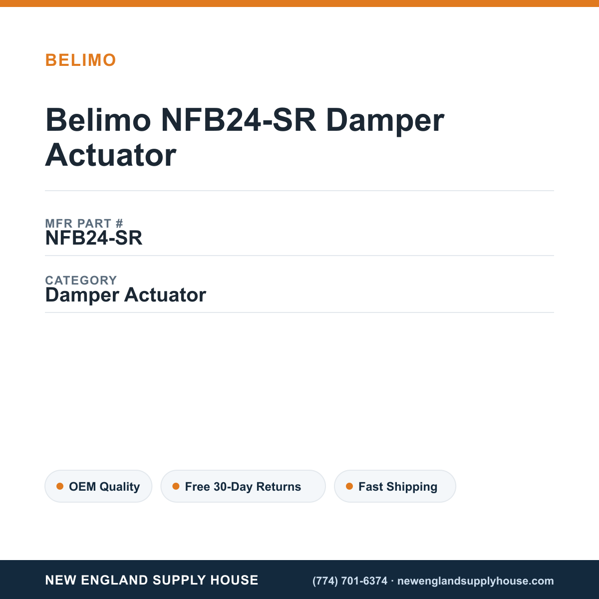 Belimo NFB24-SR Damper Actuator — New England Supply House spec card [NESH-SPEC-CARD-V2]