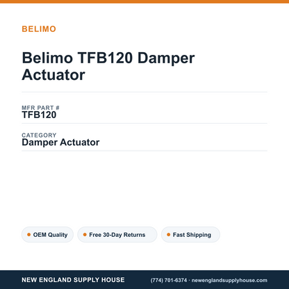 Belimo TFB120 Damper Actuator — New England Supply House spec card [NESH-SPEC-CARD-V2]