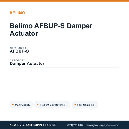 Belimo AFBUP-S Damper Actuator — New England Supply House spec card [NESH-SPEC-CARD-V2]