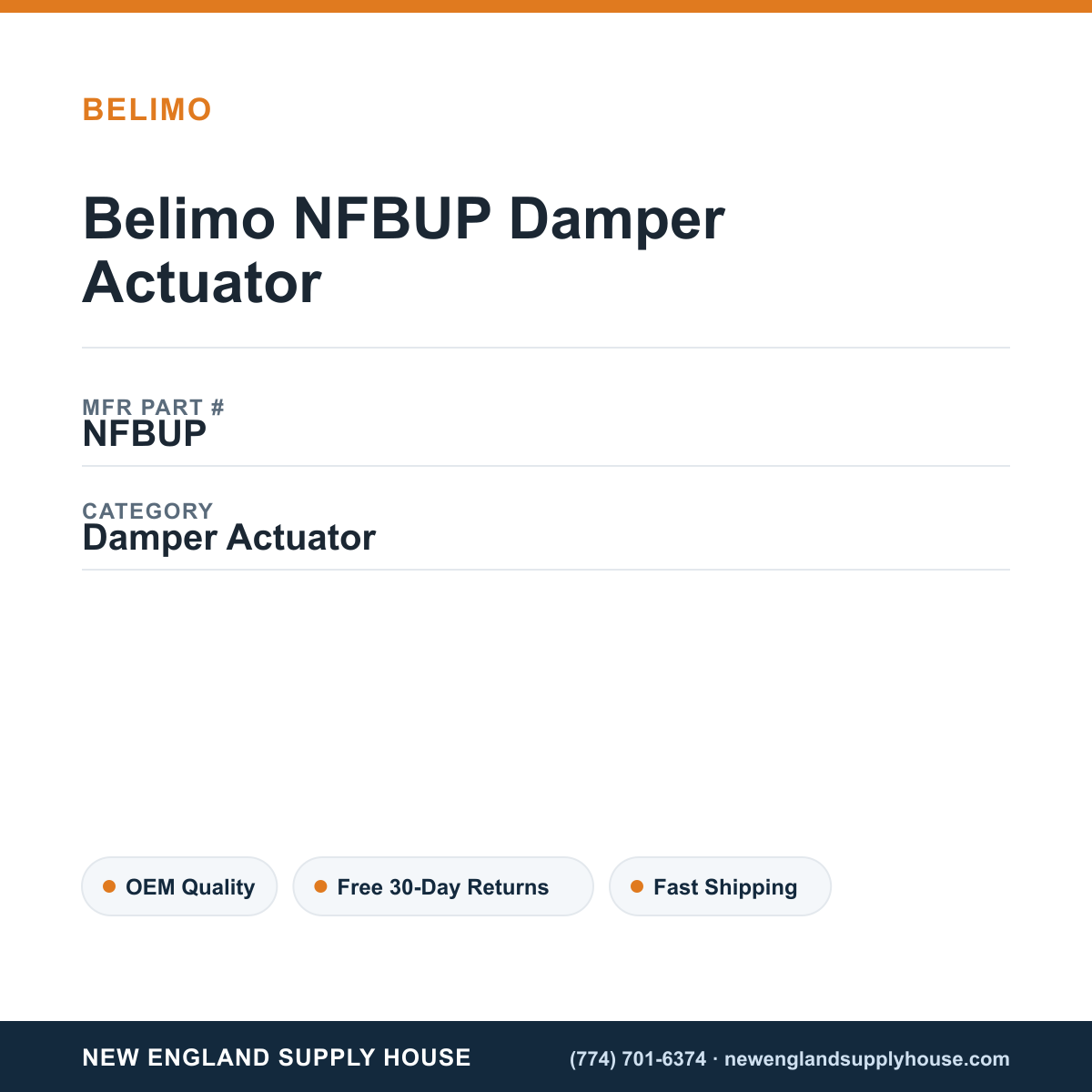 Belimo NFBUP Damper Actuator — New England Supply House spec card [NESH-SPEC-CARD-V2]