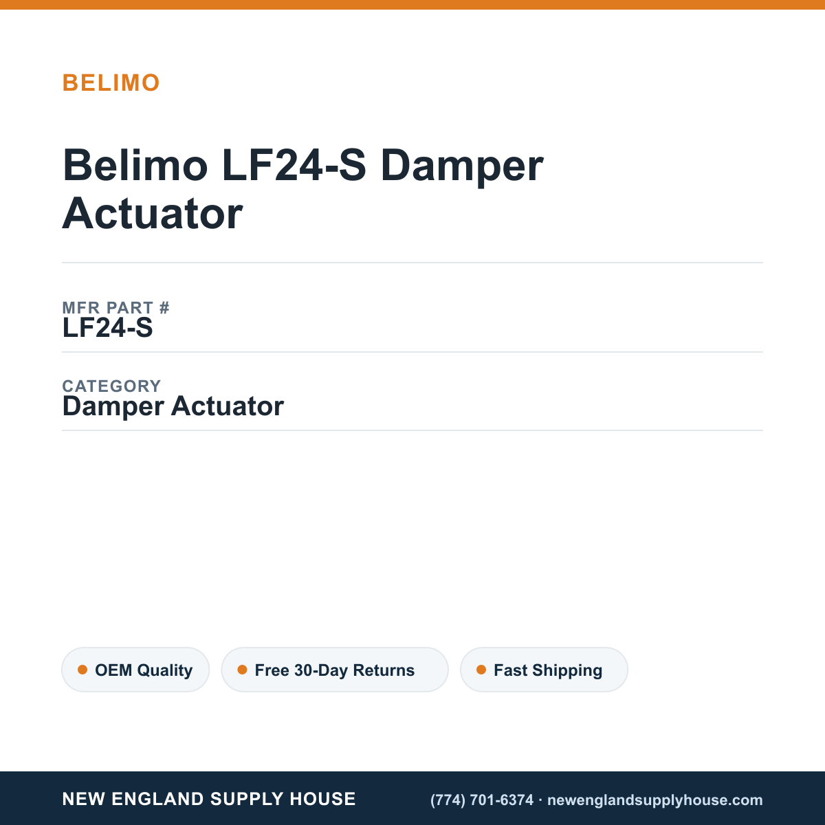 Belimo LF24-S Damper Actuator — New England Supply House spec card [NESH-SPEC-CARD-V2]