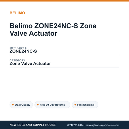 Belimo ZONE24NC-S Zone Valve Actuator — New England Supply House spec card [NESH-SPEC-CARD-V2]