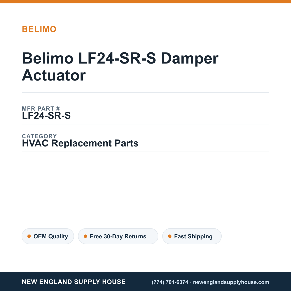 Belimo LF24-SR-S Damper Actuator — New England Supply House spec card [NESH-SPEC-CARD-V2]