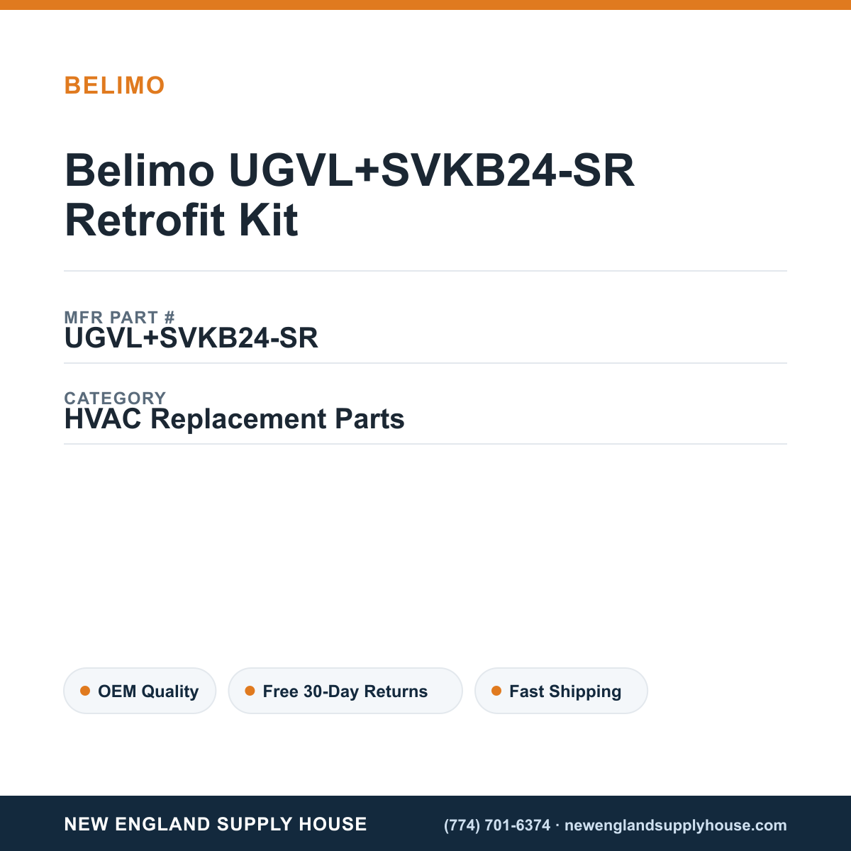 Belimo UGVL+SVKB24-SR Retrofit Kit — New England Supply House spec card [NESH-SPEC-CARD-V2]