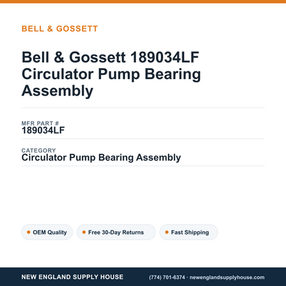 Bell & Gossett 189034LF Circulator Pump Bearing Assembly — New England Supply House spec card [NESH-SPEC-CARD-V2]