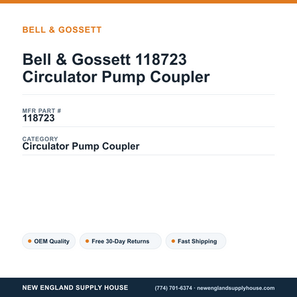 Bell & Gossett 118723 Circulator Pump Coupler — New England Supply House spec card [NESH-SPEC-CARD-V2]