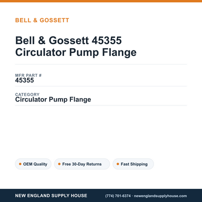 Bell & Gossett 45355 Circulator Pump Flange — New England Supply House spec card [NESH-SPEC-CARD-V2]
