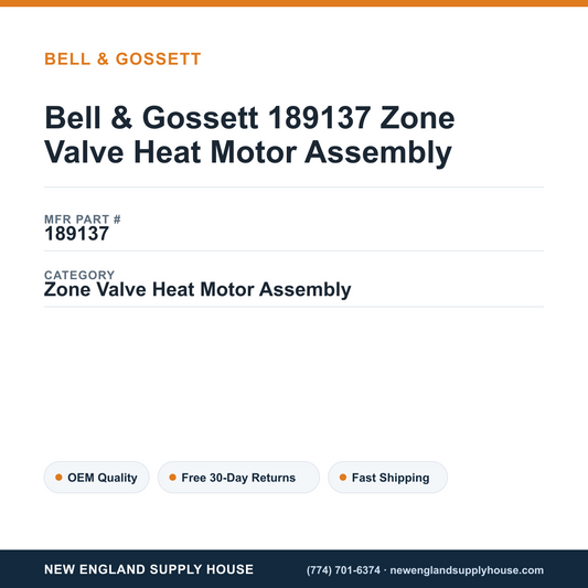 Bell & Gossett 189137 Zone Valve Heat Motor Assembly — New England Supply House spec card [NESH-SPEC-CARD-V2]