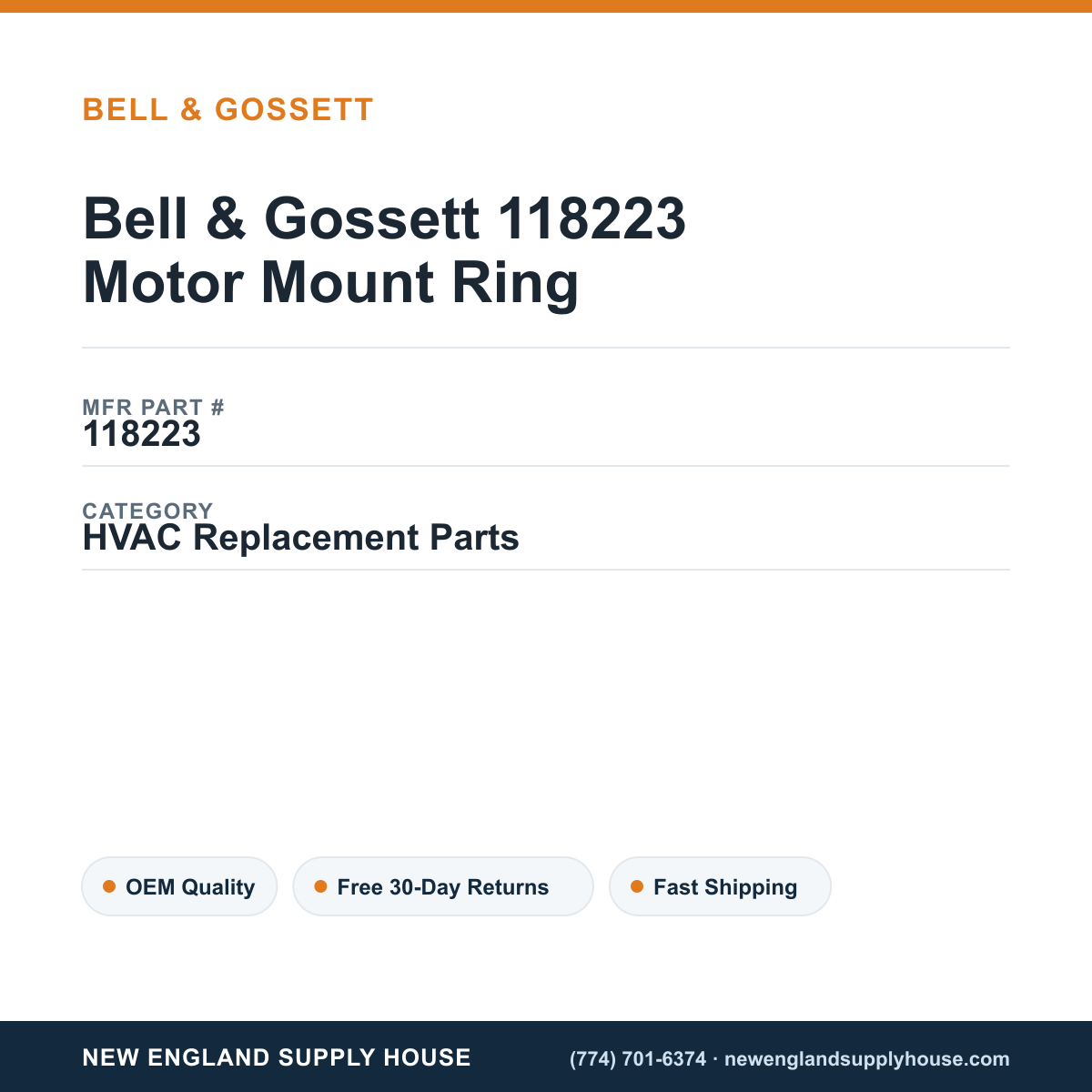 Bell & Gossett 118223 Motor Mount Ring — New England Supply House spec card [NESH-SPEC-CARD-V2]