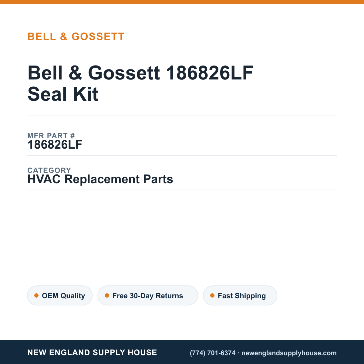 Bell & Gossett 186826LF Seal Kit — New England Supply House spec card [NESH-SPEC-CARD-V2]