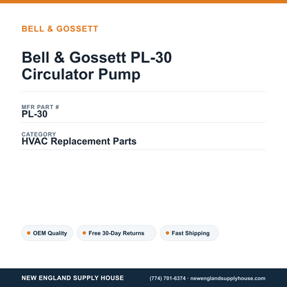 Bell & Gossett PL-30 Circulator Pump — New England Supply House spec card [NESH-SPEC-CARD-V2]