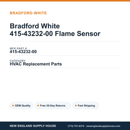 Bradford White 415-43232-00 Flame Sensor — New England Supply House spec card [NESH-SPEC-CARD-V2]