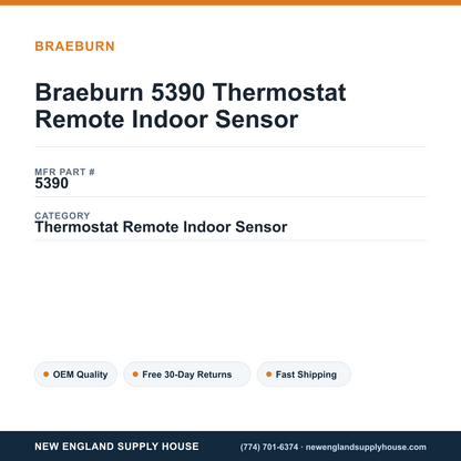 Braeburn 5390 Thermostat Remote Indoor Sensor — New England Supply House spec card [NESH-SPEC-CARD-V2]