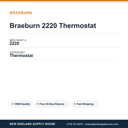 Braeburn 2220 Thermostat — New England Supply House spec card [NESH-SPEC-CARD-V2]