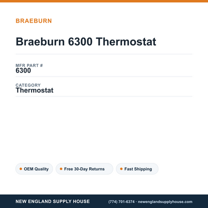 Braeburn 6300 Thermostat — New England Supply House spec card [NESH-SPEC-CARD-V2]