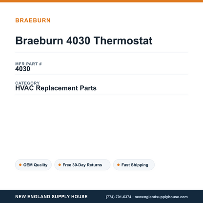 Braeburn 4030 Thermostat — New England Supply House spec card [NESH-SPEC-CARD-V2]
