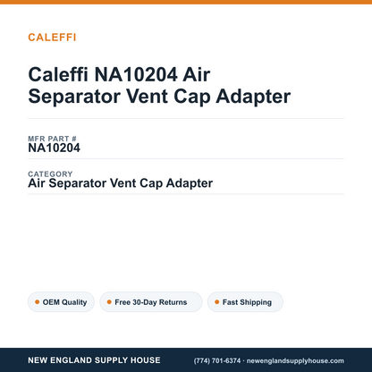 Caleffi NA10204 Air Separator Vent Cap Adapter — New England Supply House spec card [NESH-SPEC-CARD-V2]