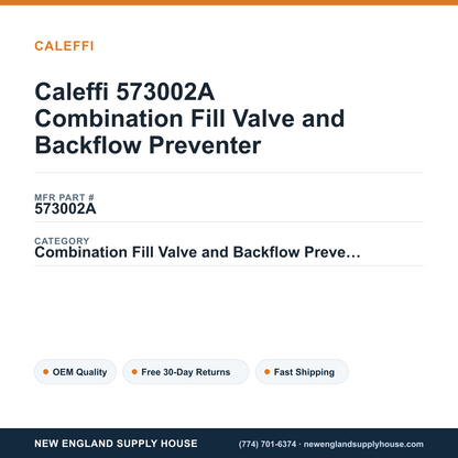 Caleffi 573002A Combination Fill Valve and Backflow Preventer — New England Supply House spec card [NESH-SPEC-CARD-V2]