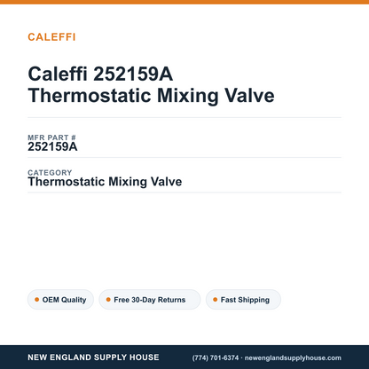 Caleffi 252159A Thermostatic Mixing Valve — New England Supply House spec card [NESH-SPEC-CARD-V2]