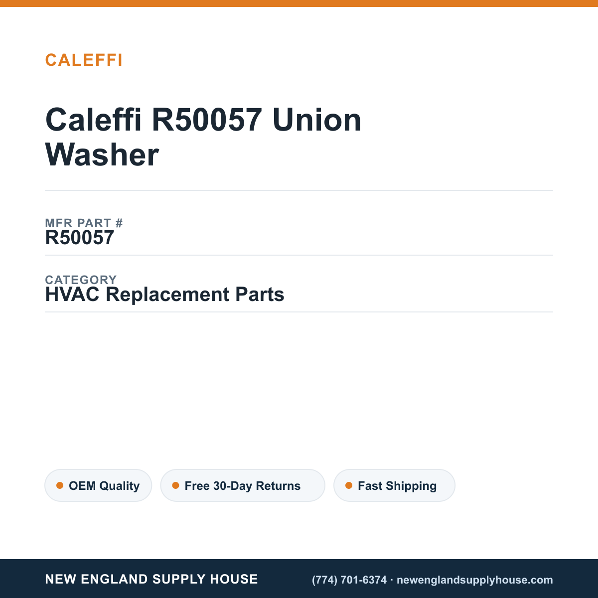 Caleffi R50057 Union Washer — New England Supply House spec card [NESH-SPEC-CARD-V2]