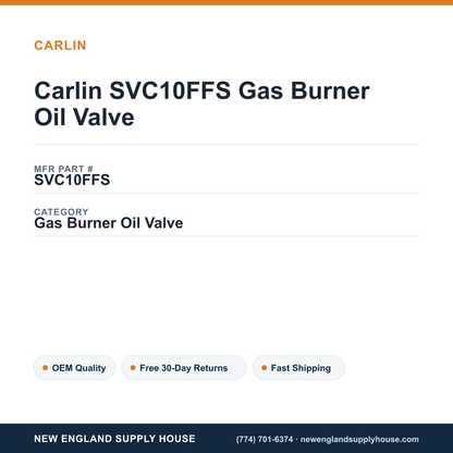 Carlin SVC10FFS Gas Burner Oil Valve — New England Supply House spec card [NESH-SPEC-CARD-V2]