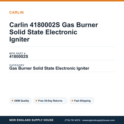 Carlin 4180002S Gas Burner Solid State Electronic Igniter — New England Supply House spec card [NESH-SPEC-CARD-V2]