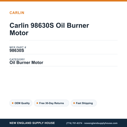 Carlin 98630S Oil Burner Motor — New England Supply House spec card [NESH-SPEC-CARD-V2]