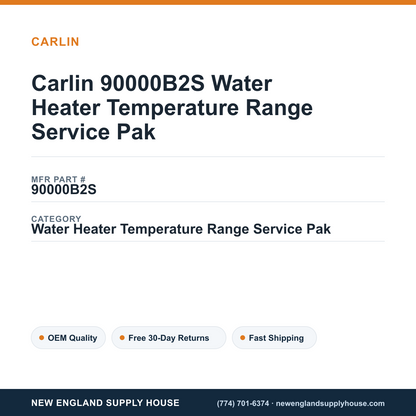 Carlin 90000B2S Water Heater Temperature Range Service Pak — New England Supply House spec card [NESH-SPEC-CARD-V2]