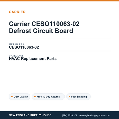 Carrier CESO110063-02 Defrost Circuit Board — New England Supply House spec card [NESH-SPEC-CARD-V2]