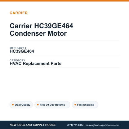 Carrier HC39GE464 Condenser Motor — New England Supply House spec card [NESH-SPEC-CARD-V2]