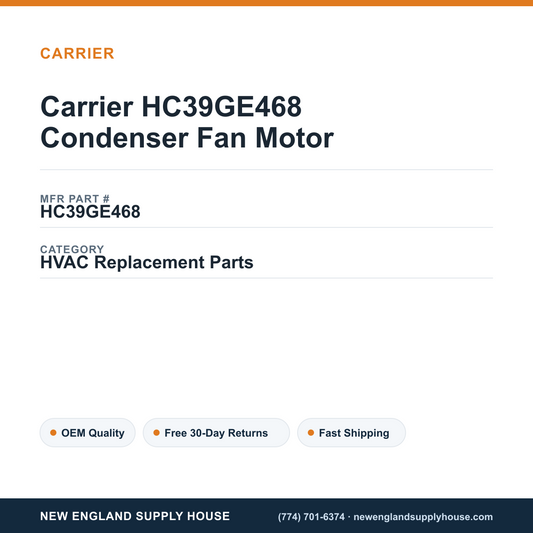 Carrier HC39GE468 Condenser Fan Motor — New England Supply House spec card [NESH-SPEC-CARD-V2]