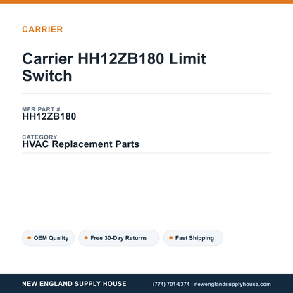 Carrier HH12ZB180 Limit Switch — New England Supply House spec card [NESH-SPEC-CARD-V2]