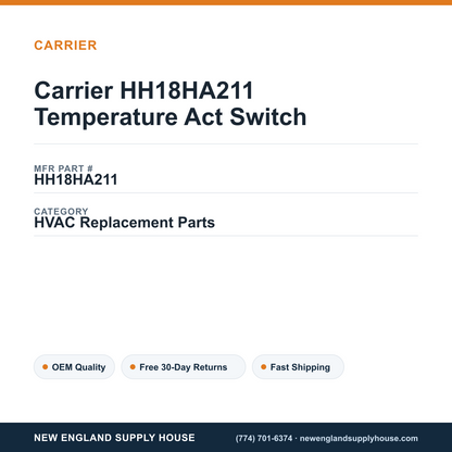 Carrier HH18HA211 Temperature Act Switch — New England Supply House spec card [NESH-SPEC-CARD-V2]