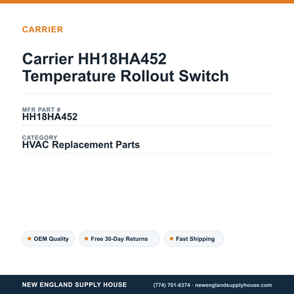 Carrier HH18HA452 Temperature Rollout Switch — New England Supply House spec card [NESH-SPEC-CARD-V2]