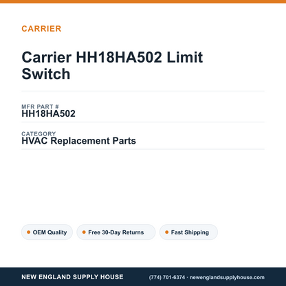 Carrier HH18HA502 Limit Switch — New England Supply House spec card [NESH-SPEC-CARD-V2]