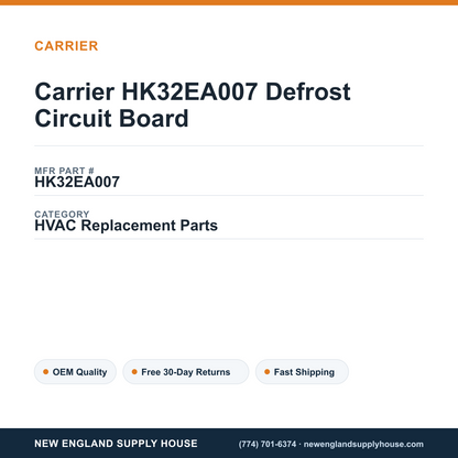 Carrier HK32EA007 Defrost Circuit Board — New England Supply House spec card [NESH-SPEC-CARD-V2]