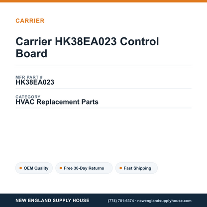 Carrier HK38EA023 Control Board — New England Supply House spec card [NESH-SPEC-CARD-V2]