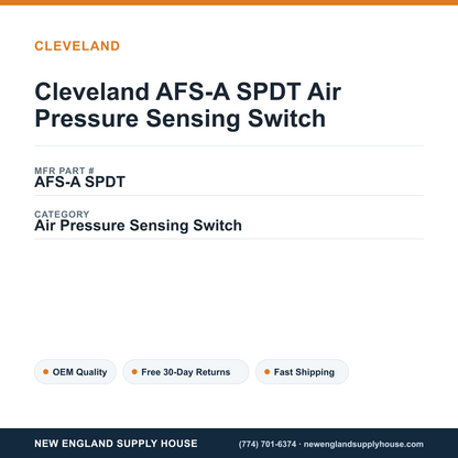 Cleveland AFS-A SPDT Air Pressure Sensing Switch — New England Supply House spec card [NESH-SPEC-CARD-V2]