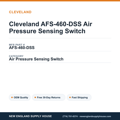 Cleveland AFS-460-DSS Air Pressure Sensing Switch — New England Supply House spec card [NESH-SPEC-CARD-V2]