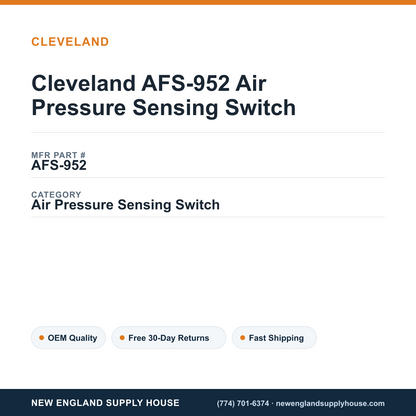 Cleveland AFS-952 Air Pressure Sensing Switch — New England Supply House spec card [NESH-SPEC-CARD-V2]