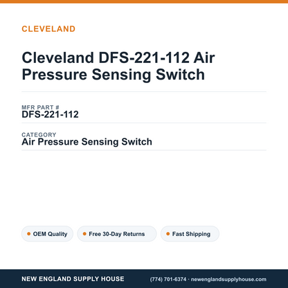 Cleveland DFS-221-112 Air Pressure Sensing Switch — New England Supply House spec card [NESH-SPEC-CARD-V2]