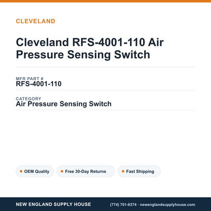 Cleveland RFS-4001-110 Air Pressure Sensing Switch — New England Supply House spec card [NESH-SPEC-CARD-V2]