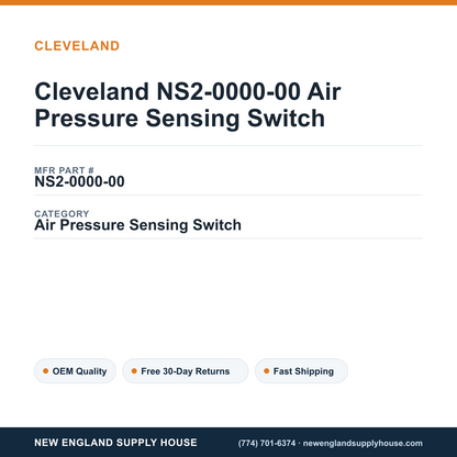 Cleveland NS2-0000-00 Air Pressure Sensing Switch — New England Supply House spec card [NESH-SPEC-CARD-V2]