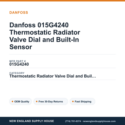 Danfoss 015G4240 Thermostatic Radiator Valve Dial and Built-In Sensor — New England Supply House spec card [NESH-SPEC-CARD-V2]