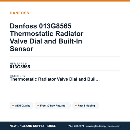 Danfoss 013G8565 Thermostatic Radiator Valve Dial and Built-In Sensor — New England Supply House spec card [NESH-SPEC-CARD-V2]