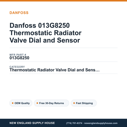 Danfoss 013G8250 Thermostatic Radiator Valve Dial and Sensor — New England Supply House spec card [NESH-SPEC-CARD-V2]
