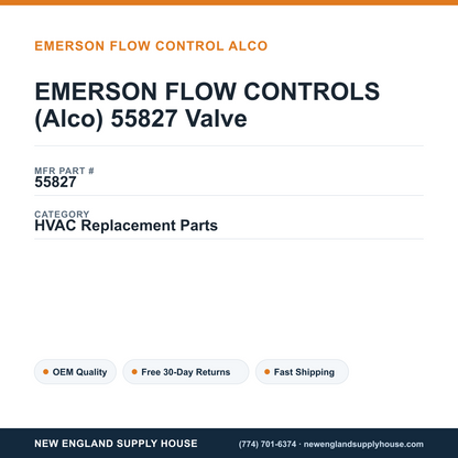 EMERSON FLOW CONTROLS (Alco) 55827 Valve — New England Supply House spec card [NESH-SPEC-CARD-V2]