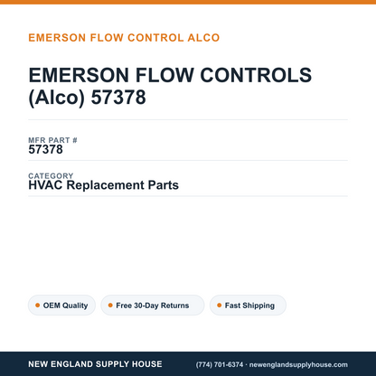 EMERSON FLOW CONTROLS (Alco) 57378 — New England Supply House spec card [NESH-SPEC-CARD-V2]