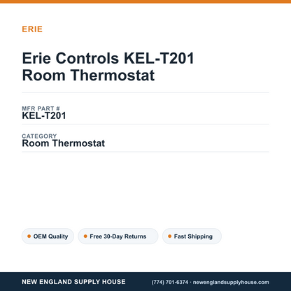 Erie Controls KEL-T201 Room Thermostat — New England Supply House spec card [NESH-SPEC-CARD-V2]