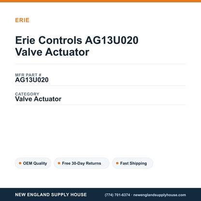 Erie Controls AG13U020 Valve Actuator — New England Supply House spec card [NESH-SPEC-CARD-V2]